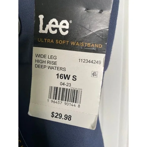 Lee Ultra Soft Waistband Womens Pull on 16W S Wide High Rise Blue Pants NEW - Picture 6 of 6